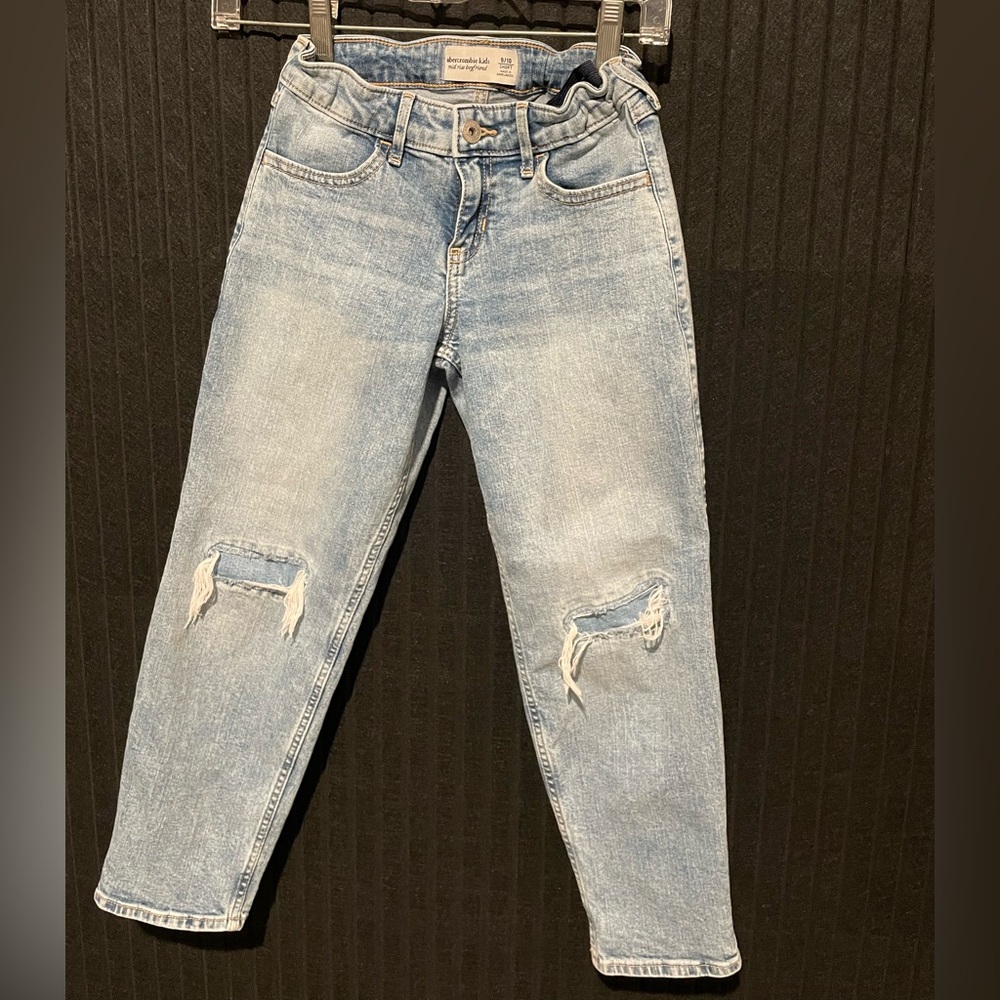 bercrombie & Fitch Kids Girls Boyfriend Jeans Size 9/10 Short Mid-Rise Denim